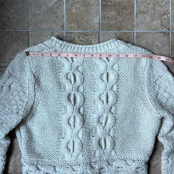 Anthropologie Sparrow Stitchy Peplum Cardigan Tie Waist Wool Blend Sweater - Picture 8 of 14